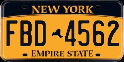 NY license plate FBD4562