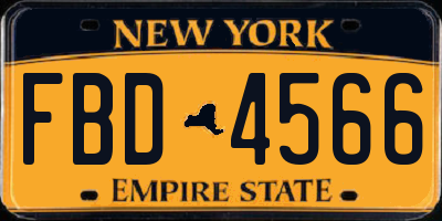 NY license plate FBD4566