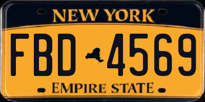 NY license plate FBD4569
