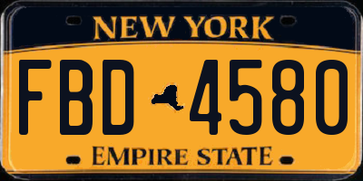 NY license plate FBD4580