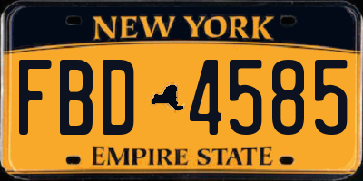 NY license plate FBD4585