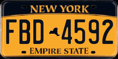 NY license plate FBD4592