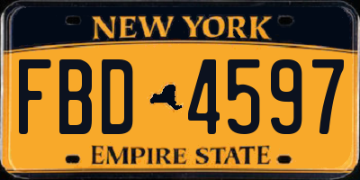 NY license plate FBD4597