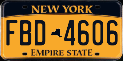 NY license plate FBD4606