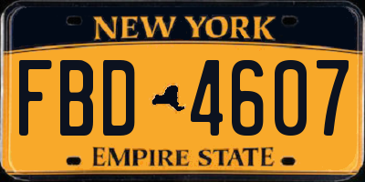 NY license plate FBD4607