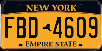 NY license plate FBD4609