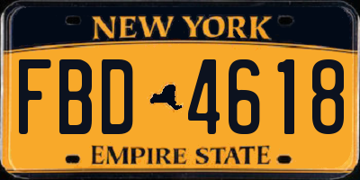 NY license plate FBD4618