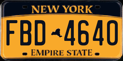 NY license plate FBD4640