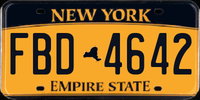 NY license plate FBD4642