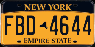 NY license plate FBD4644