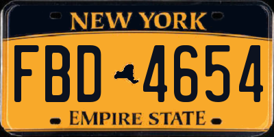 NY license plate FBD4654