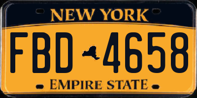 NY license plate FBD4658