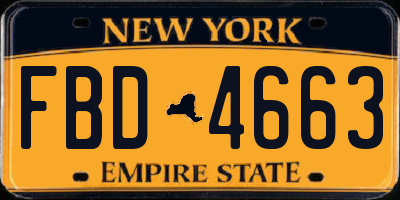 NY license plate FBD4663