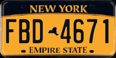 NY license plate FBD4671