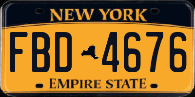 NY license plate FBD4676