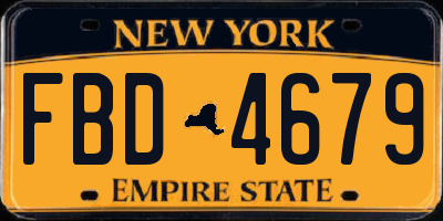 NY license plate FBD4679
