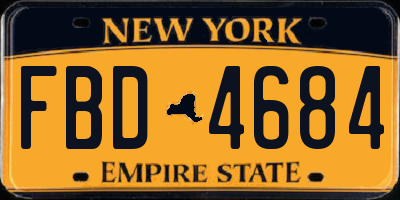 NY license plate FBD4684