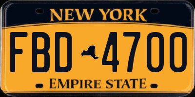NY license plate FBD4700