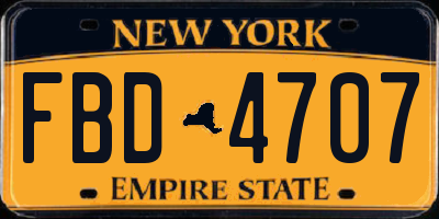 NY license plate FBD4707