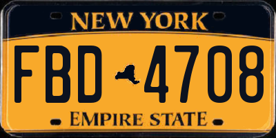 NY license plate FBD4708
