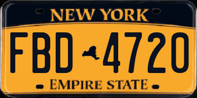 NY license plate FBD4720