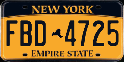 NY license plate FBD4725