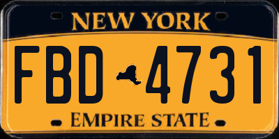 NY license plate FBD4731