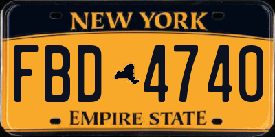 NY license plate FBD4740
