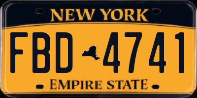 NY license plate FBD4741