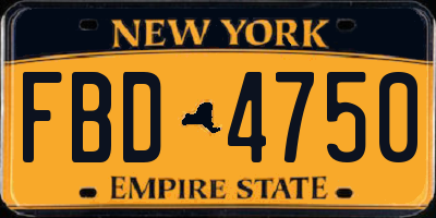 NY license plate FBD4750