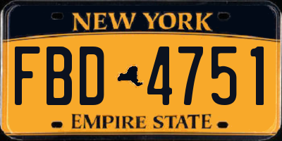 NY license plate FBD4751