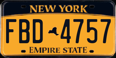 NY license plate FBD4757