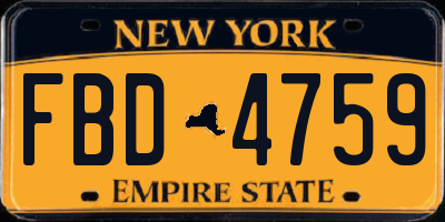 NY license plate FBD4759