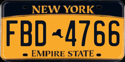 NY license plate FBD4766