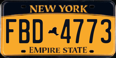 NY license plate FBD4773