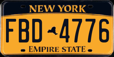 NY license plate FBD4776