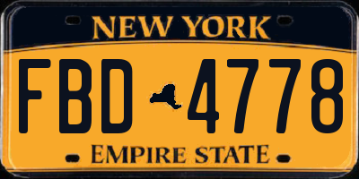 NY license plate FBD4778