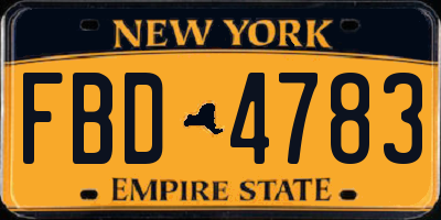 NY license plate FBD4783