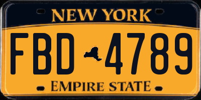 NY license plate FBD4789