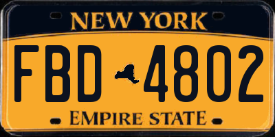 NY license plate FBD4802