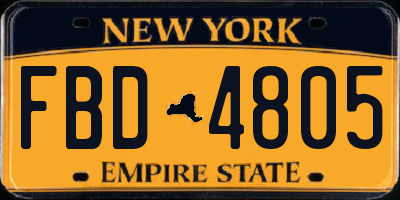 NY license plate FBD4805