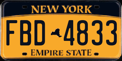 NY license plate FBD4833