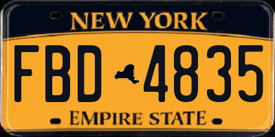 NY license plate FBD4835