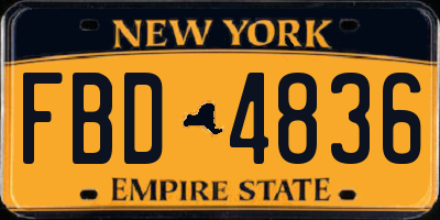 NY license plate FBD4836