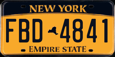 NY license plate FBD4841