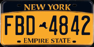 NY license plate FBD4842