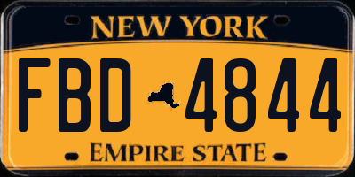 NY license plate FBD4844