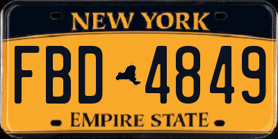 NY license plate FBD4849