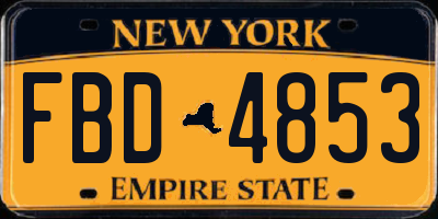 NY license plate FBD4853