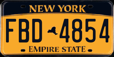 NY license plate FBD4854